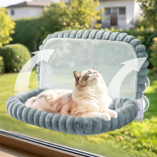 Cat Window Hammock - Gray Cordless Foldable Perch for All Cats
