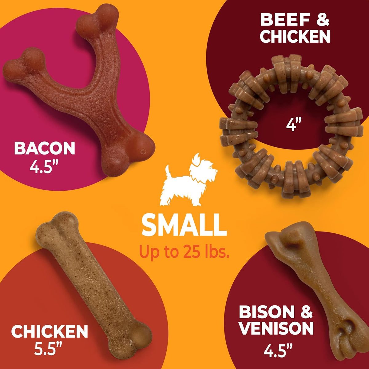 Nylabone Strong Chew Dog Toy 4-Pack, Durable Chew Toys, Small Dogs